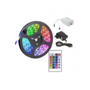 TIRA RGB LED 5MTS CON TRANSFORMADOR Y CONTROL