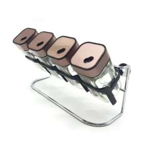 ESPECIEROS X 4 DE VIDRIO- SOPORTE METAL