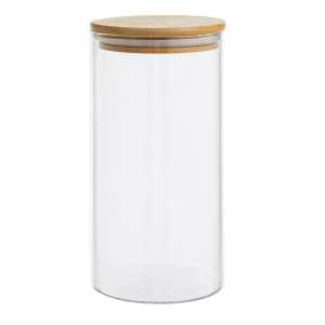 FRASCO VIDRIO CON TAPA BAMBÚ 20X8CM