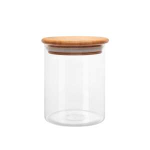 FRASCO VIDRIO CON TAPA BAMBÚ 10X8CM